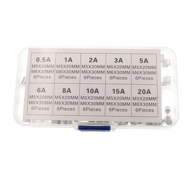 FAST-BLOW GLASS TUBE FUSE KIT 6X30MM 60PCS/PKT