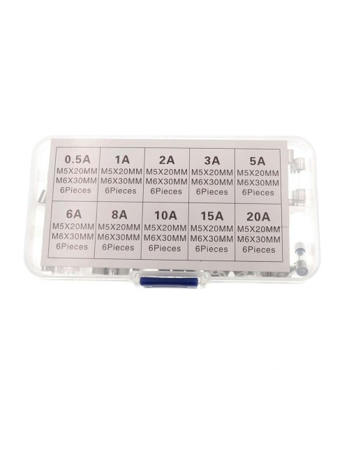 FAST-BLOW GLASS TUBE FUSE KIT 6X30MM 60PCS/PKT