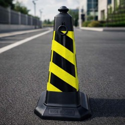 YF-PTC-2 SQUARE TRAFFIC CONE YELLOW/BLACK 75 CM