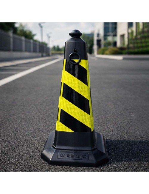 YF-PTC-2 SQUARE TRAFFIC CONE YELLOW/BLACK 75 CM