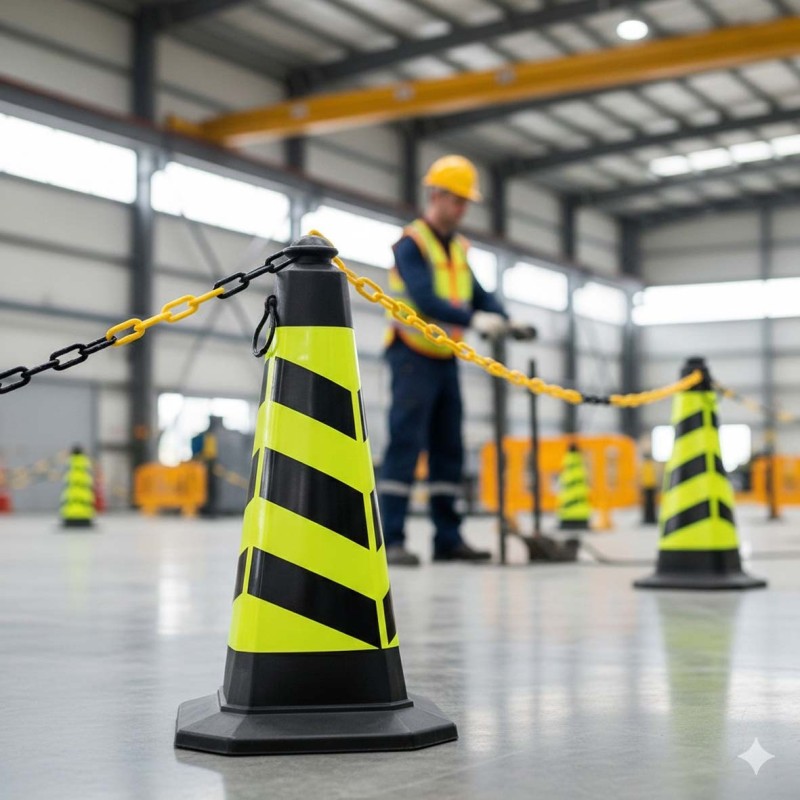 YF-PTC-2 SQUARE TRAFFIC CONE YELLOW/BLACK 75 CM