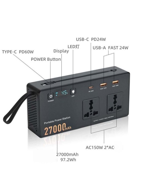 CN150 BLUE FIRE 27000mAH 150W باور بنك متعدد الاستخدامات