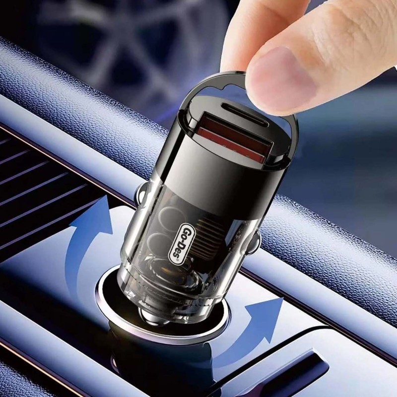 GD-QC2081 PD65W QC3.0 FAST CAR CHARGER 65W USB C TYPE C DUAL PORT+C ADAPTOR