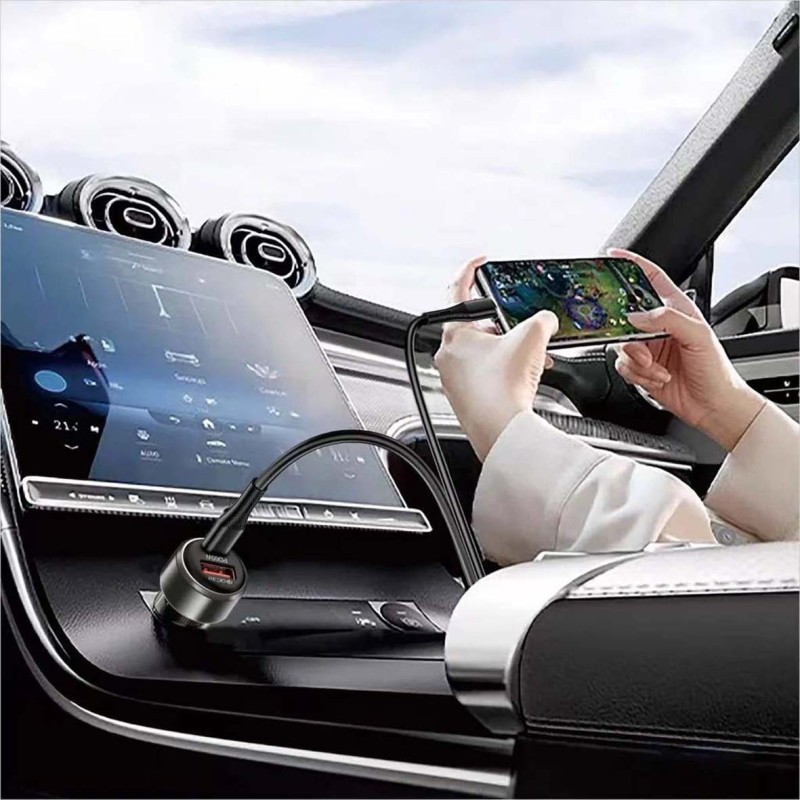 GD-QC2081 PD65W QC3.0 FAST CAR CHARGER 65W USB C TYPE C DUAL PORT+C ADAPTOR