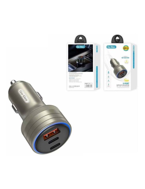 GD-QC2366 66W 3-PORT USB C SUPPER FAST CAR ADAPTER