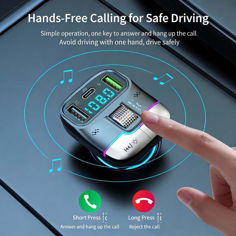 GD-BT39 CAR WIRELESS MP3 PLAYER,FM TRANSMITTER WITH USB & TYPE-C PORT