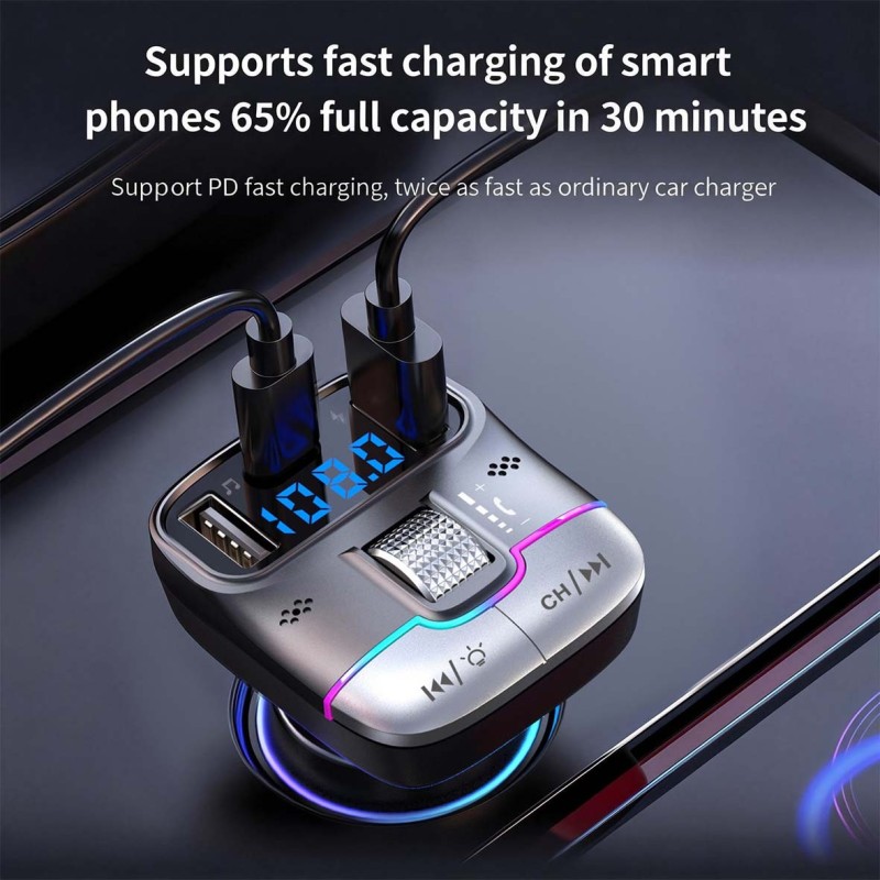 GD-BT39 CAR WIRELESS MP3 PLAYER,FM TRANSMITTER WITH USB & TYPE-C PORT