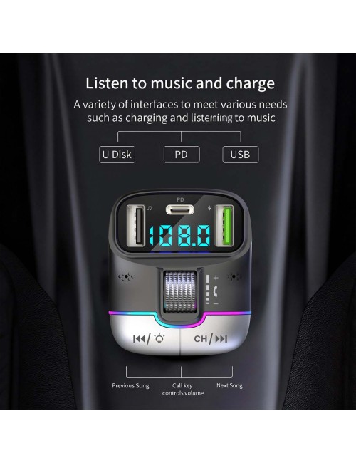 GD-BT39 CAR WIRELESS MP3 PLAYER,FM TRANSMITTER WITH USB & TYPE-C PORT