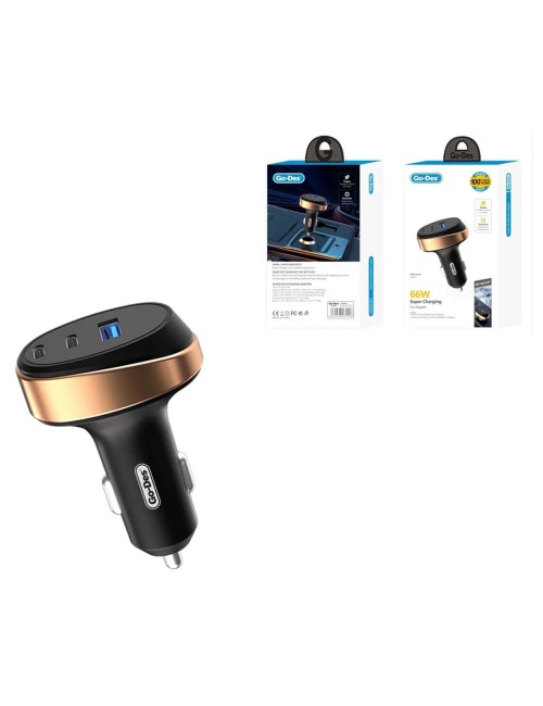GD-QC2207 66W 3-PORT USB C SUPPER FAST CAR ADAPTER