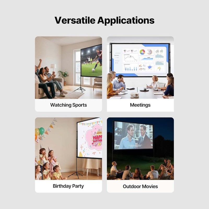 PORTABLE FOLDABLE PROJECTION SCREEN 100"