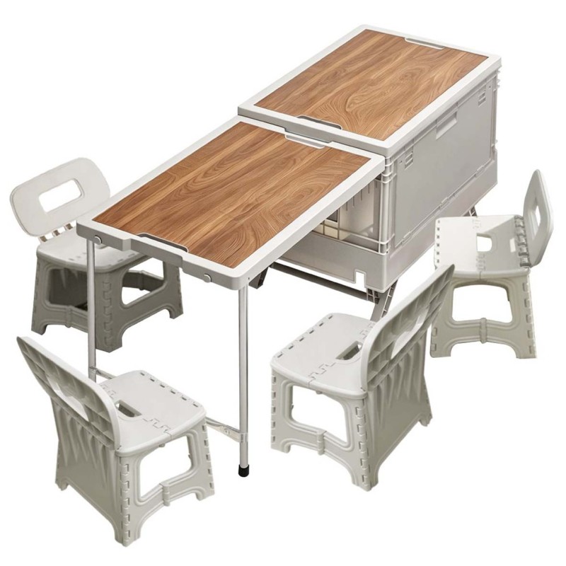 NA-76472-P CAMPING PLASTIC FOLDING STORAGE BOX WITH TABLE & CHAIR SET