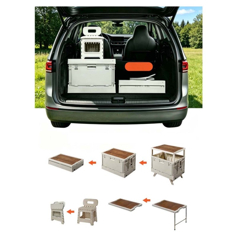 NA-76472-P CAMPING PLASTIC FOLDING STORAGE BOX WITH TABLE & CHAIR SET