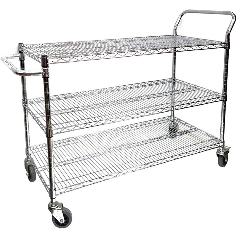 YW-52 CHROME RESTURANT TROLLEY 3 SHELF 120 x 50 x 100 CM