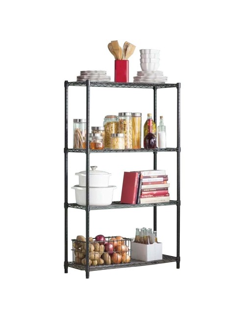 YL-01-12PC WIRE SHELF BLACK 120 x 30 x 220 CM