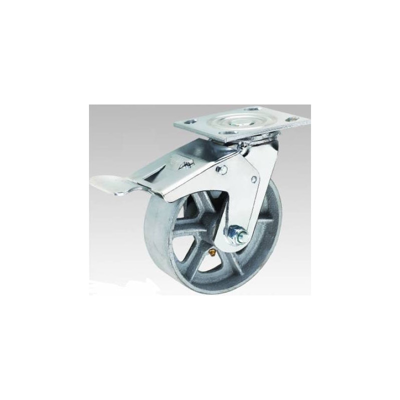 عجلات حديد متحرك مع بريك أمامي'6.5'  CHN-103160TL