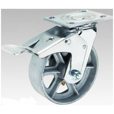 عجلات حديد متحرك مع بريك أمامي'6.5'  CHN-103160TL