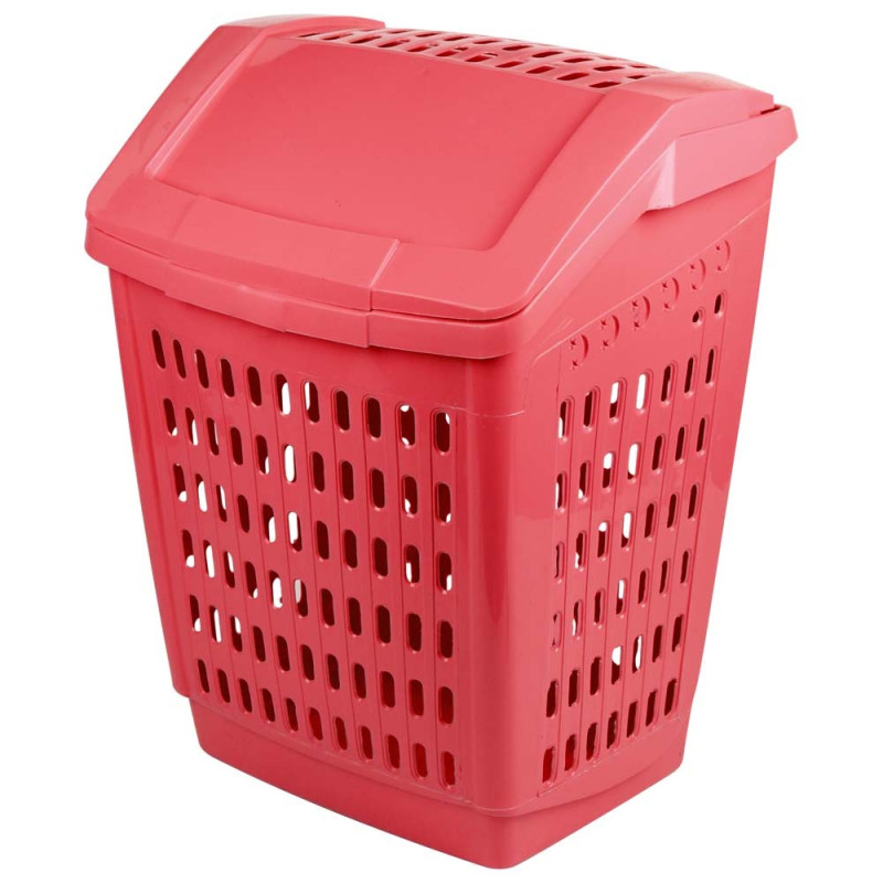 1862 PLASTIC RECTANGULAR CLOTHES BASKET W/ COVER (S20)