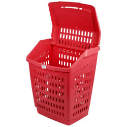 1862 PLASTIC RECTANGULAR CLOTHES BASKET W/ COVER (S20)