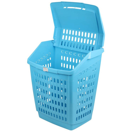 1862 PLASTIC RECTANGULAR CLOTHES BASKET W/ COVER (S20)