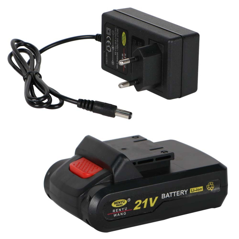 RENYUWANG دريل باتري 21فولت 2 بطارية 6021 CHN