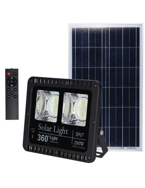 SOLAR LED FLOOD LIGHT 200W WITH SOLAR PANEL 35W