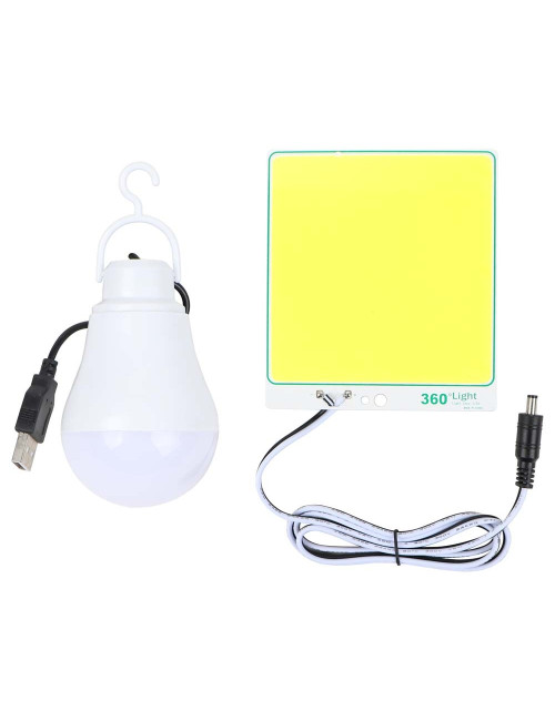 KM-930 MULRIFUNCTIONAL MOBILE POWER 12V 1 LED BULB & 1 COB LIGHT WITH INVERTER