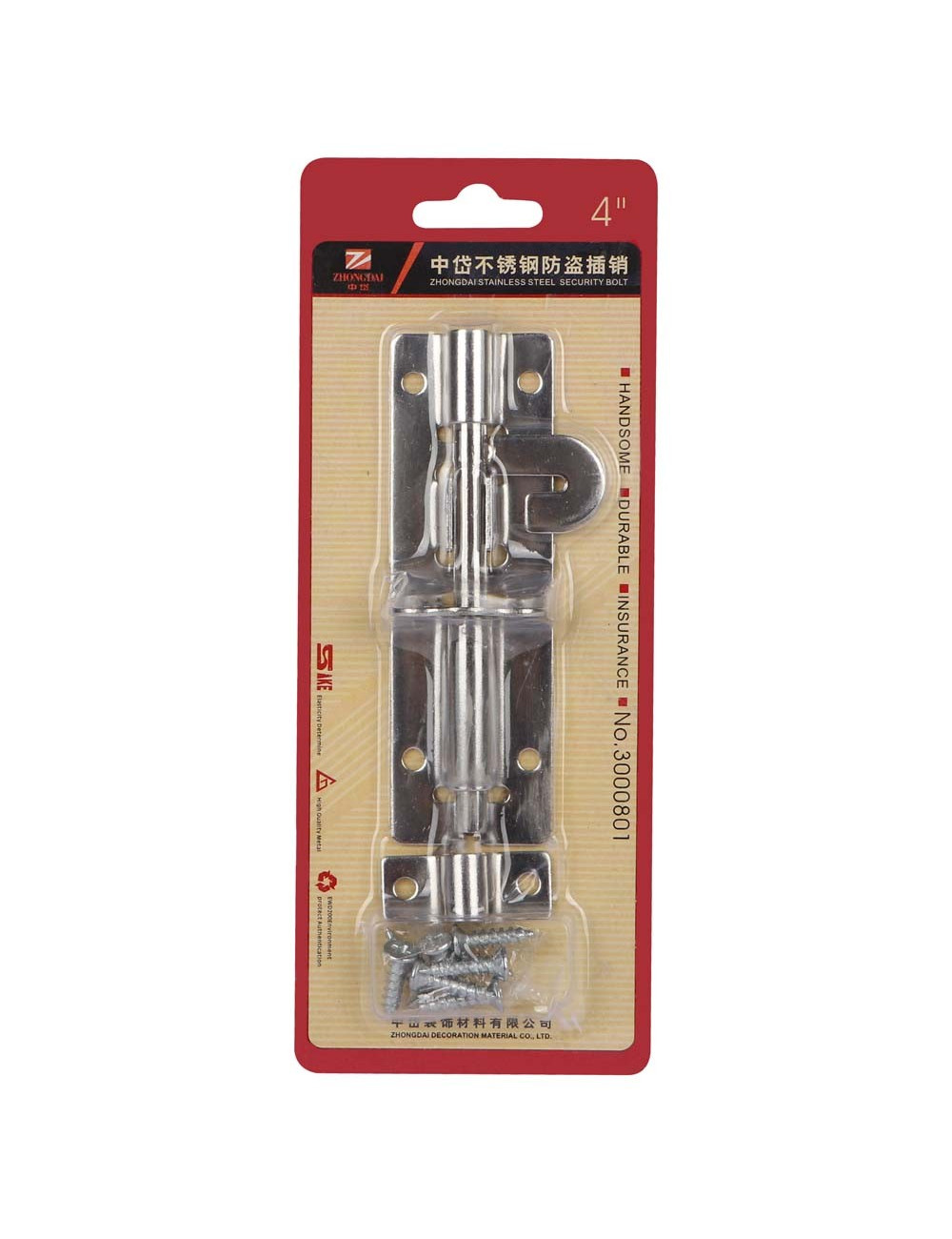 3000801"4 بلوط مزلاج استانلستيل CHN