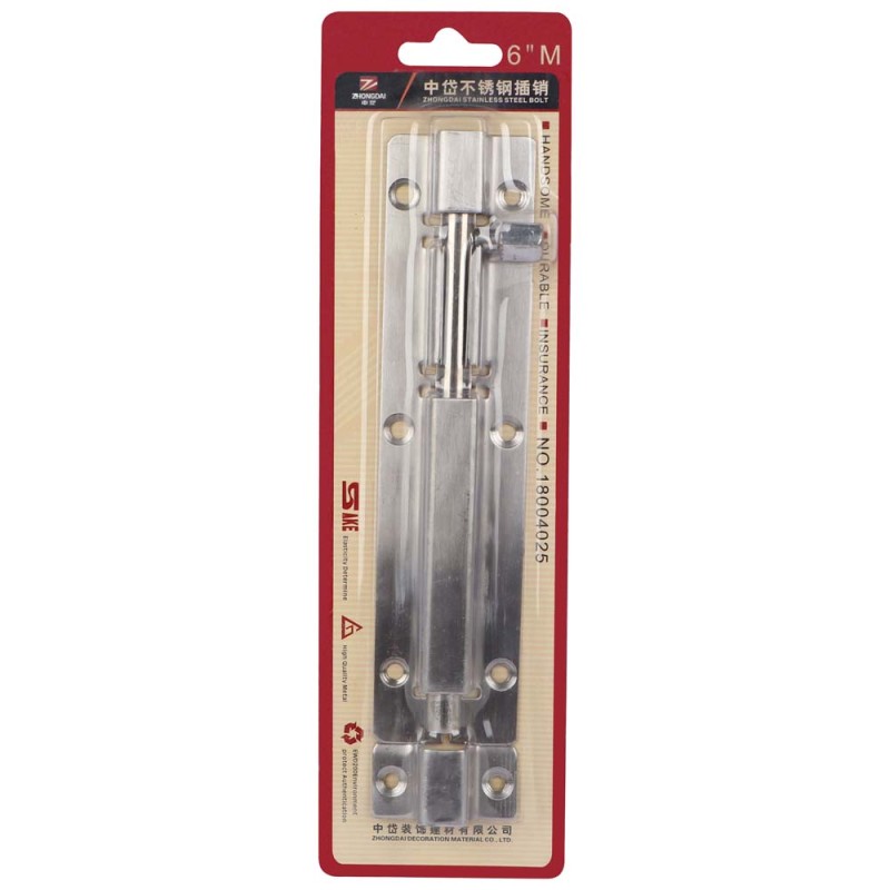 TOWER BOLT STAINLESS STEEL 6"
