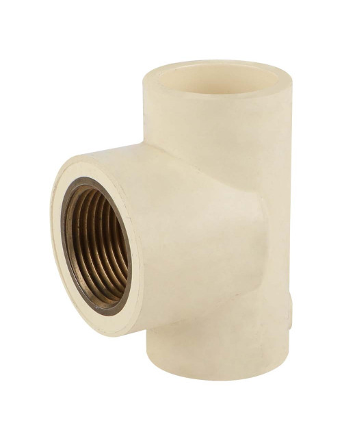 TEE PLASTIC BRASS THREAD 1"