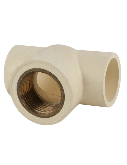TEE PLASTIC BRASS THREAD 1"