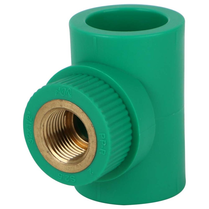 PPR FEMALE BRASS THREADED TEE 1" x 1/2"