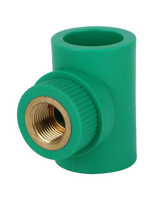 PPR FEMALE BRASS THREADED TEE 1" x 1/2"