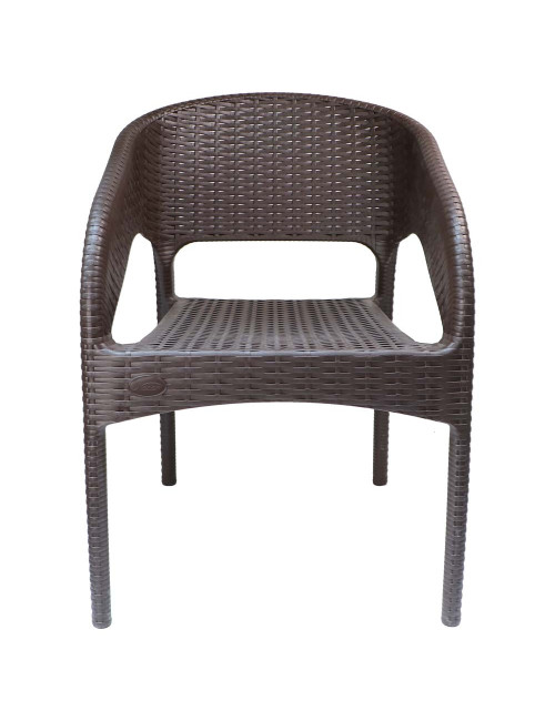 PLASTIC GARDEN CHAIR BRAIDED BROWN
