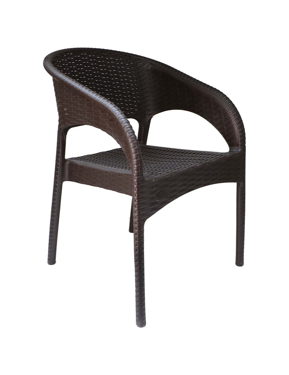 PLASTIC GARDEN CHAIR BRAIDED BROWN