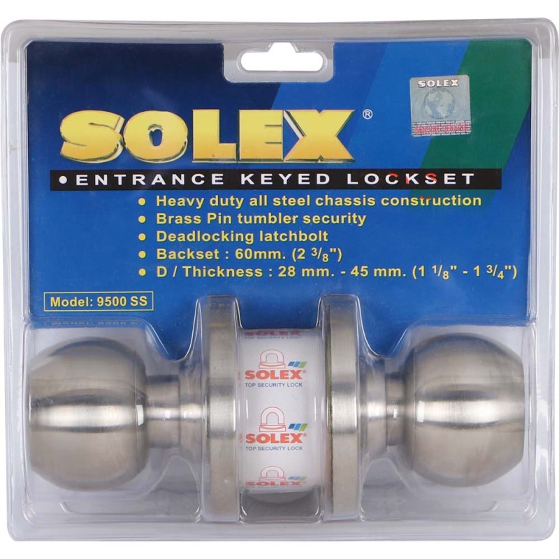 قفل باب رمانة استانلستيل تايلاندي SOLEX 9500SS H.D