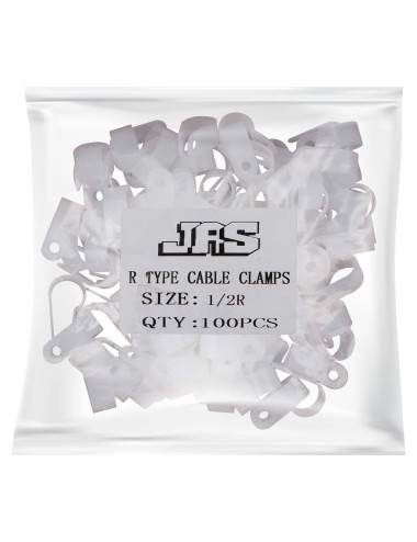 JAS R TYPE CABLE CLAMS WHITE 1/2 100PCS
