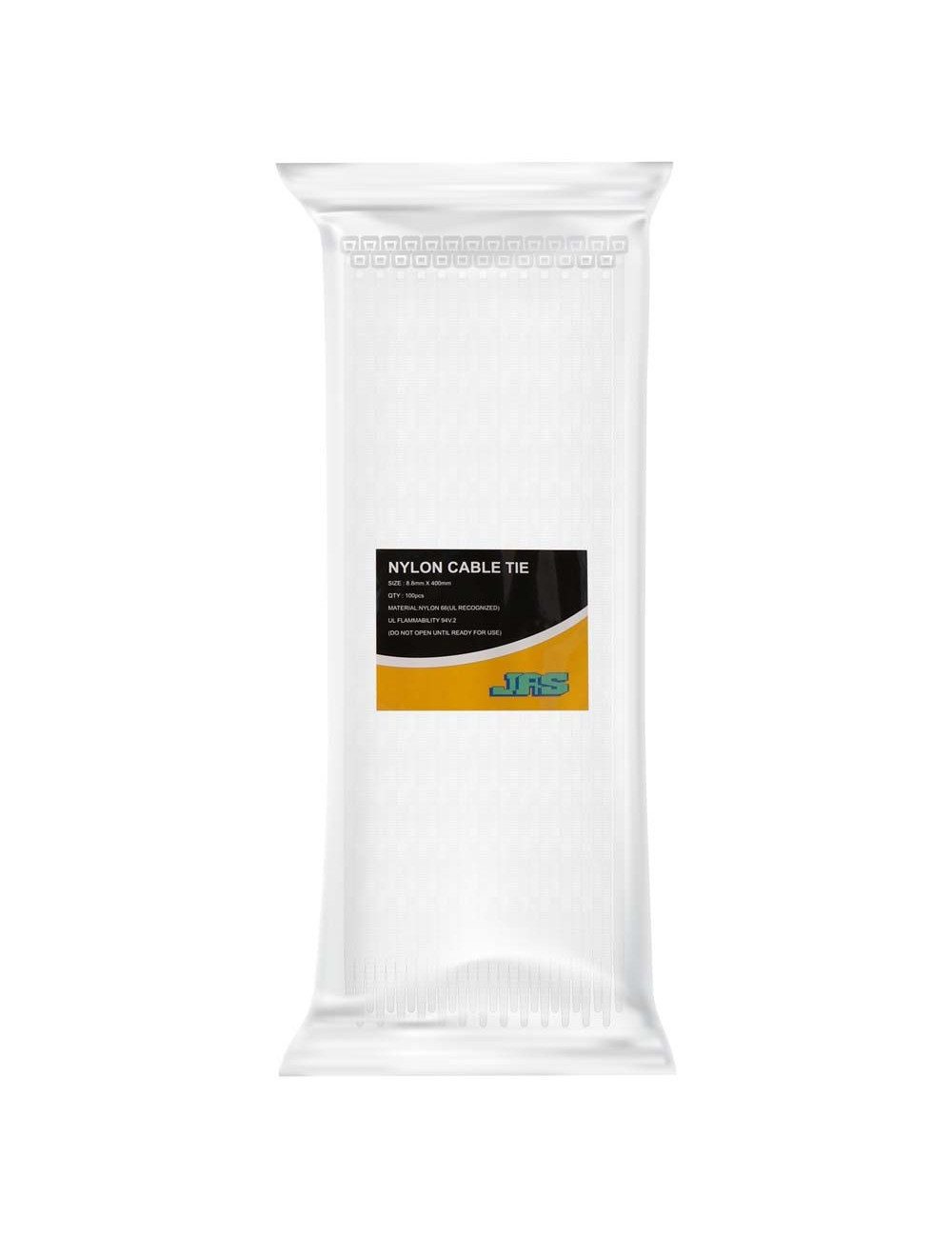 JAS NYLON CABLE TIE WHITE 8.8 X 400 MM 100PCS