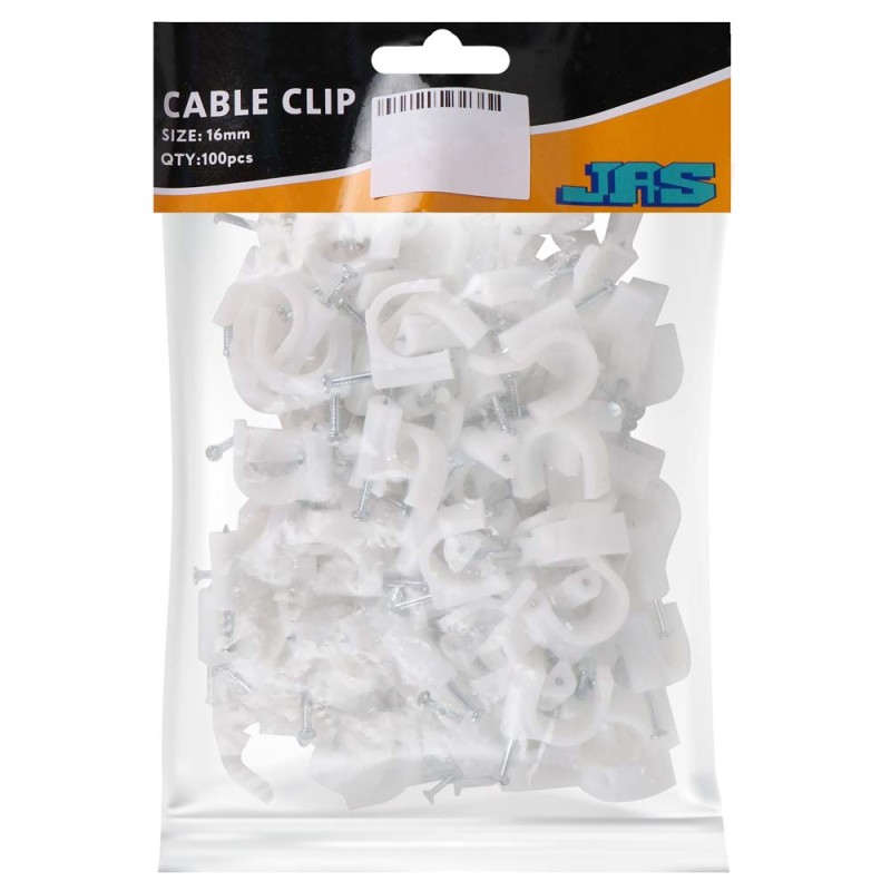 JAS CABLE CLIP WHITE 16 MM