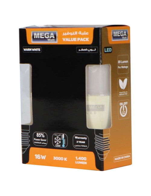 MEGA LED POWER SAVING BULB YELLOW 16W