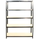 T20 POWDER COATED STEEL SHELF WITH 5 WOOD SHELF BLACK 1200 x 400 x 1800MM