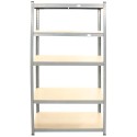 T20 POWDER COATED STEEL SHELF WITH 5 WOOD SHELF GREY 900 x 450 x 1800MM