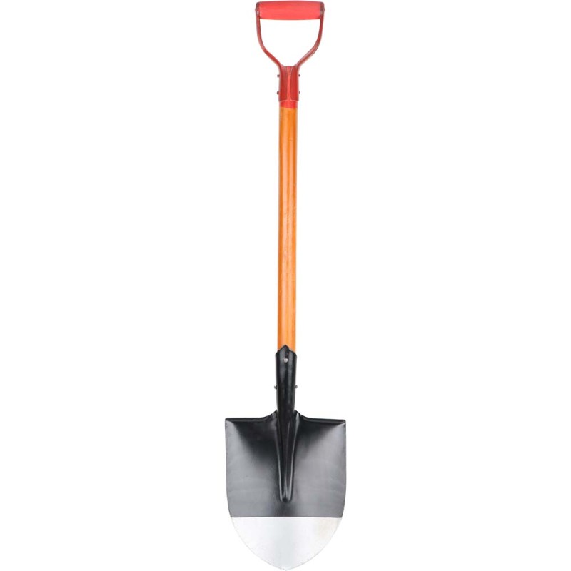 ROUND SHOVEL WITH "D" TYPE WOODEN HANDLE