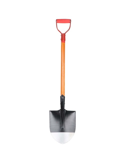 ROUND SHOVEL WITH "D" TYPE WOODEN HANDLE