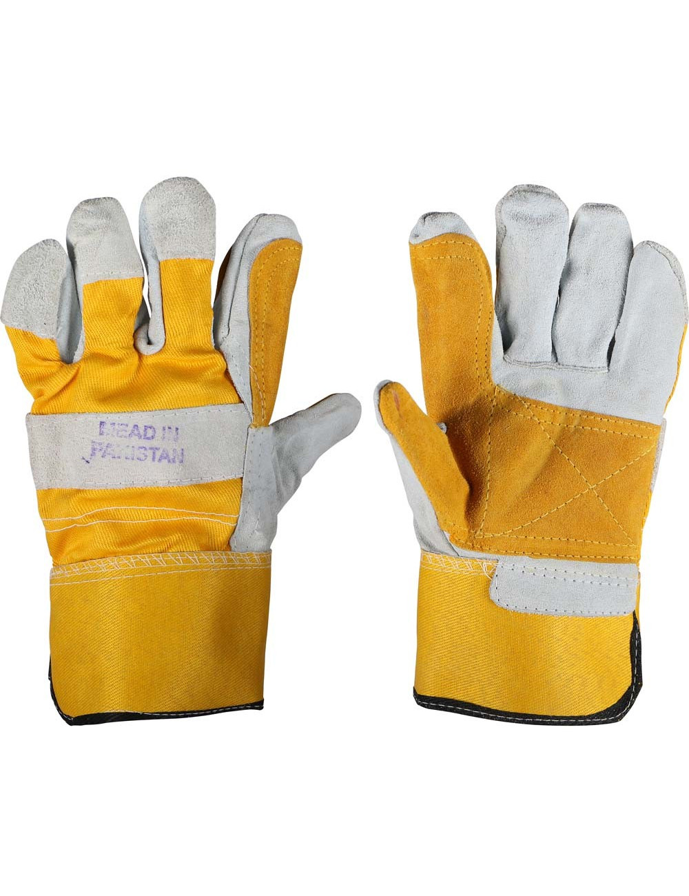M-710 GREY LEATHER GLOVES YELLOW PALM 10.5"
