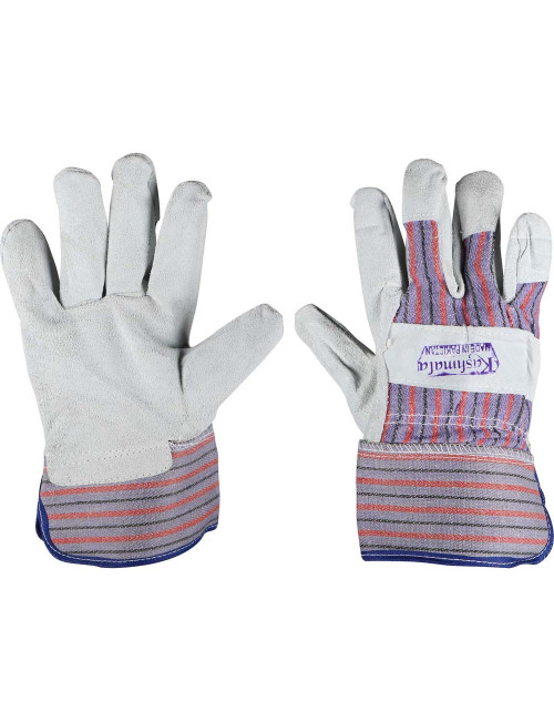 M-709 GREY LEATHER GLOVES BLUE LINING 10.5"