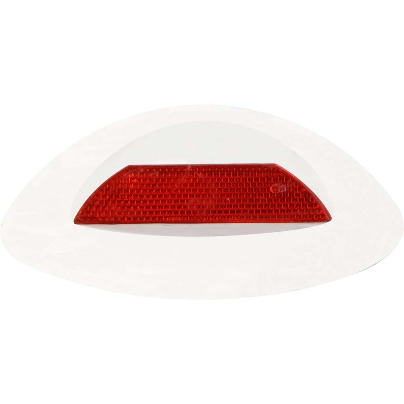 CERAMIC ROAD MARKER 6" WHITE WITH RED REFLECTIVE LIGHT