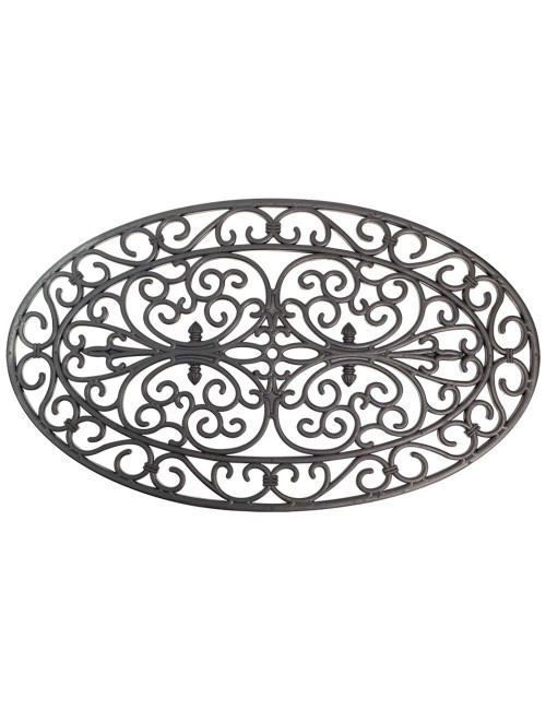 624511 BLACK RUBBER IRON DOOR MAT OVAL 45 X 75 CM