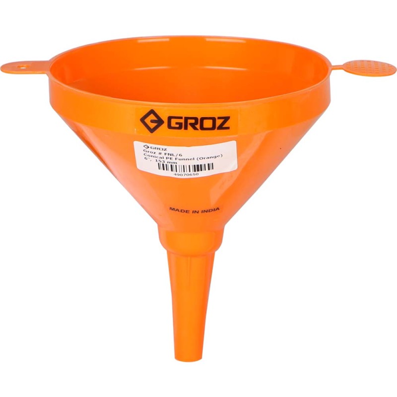 FNL/6 PLASTIC FUNNEL ORANGE 6" WITH FILTER