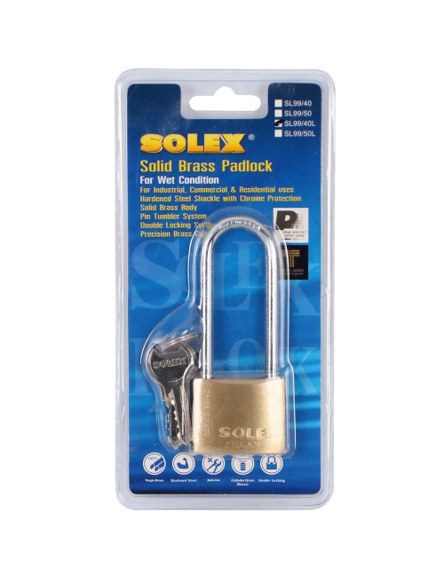 NO.SL99 BRASS LONG SHACKLE PADLOCK 40 MM