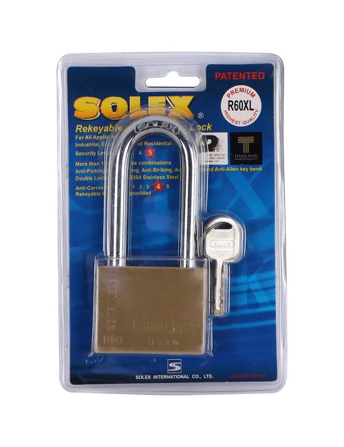SOLEX R60XL H.D قفل صندوق نحاس لسان طويل 60 ملي تايلاندي